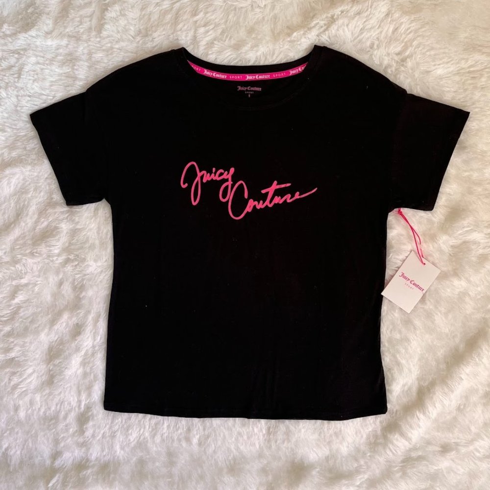 Juicy Couture Sport Top - Black with Neon Pink, Small